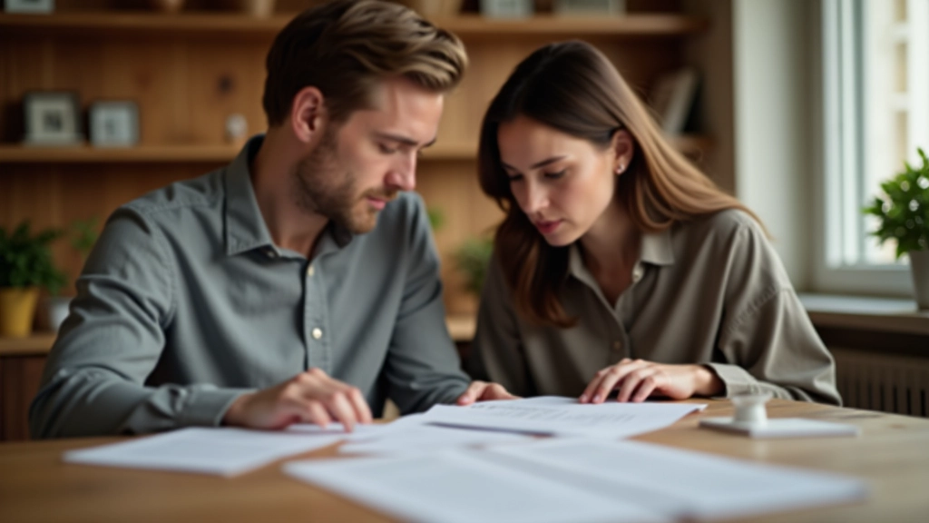 Zwei Menschen arbeiten gemeinsam an einem Finanzplan mit Notizblöcken und Stift an einem hellen Tisch