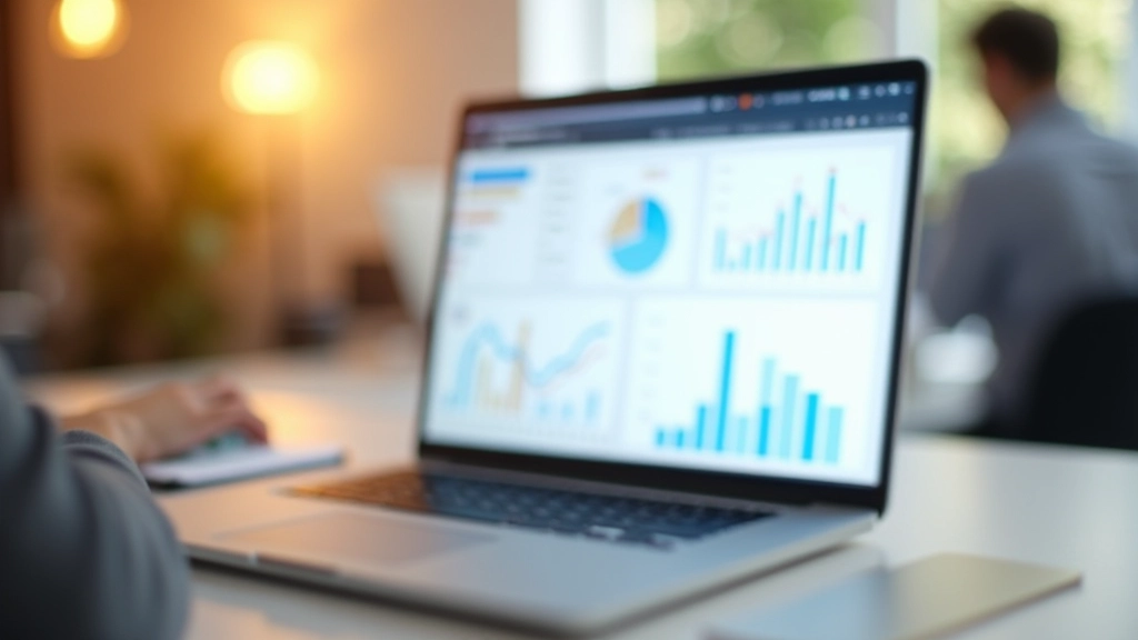 Laptop-Bildschirm zeigt ein Finanz-Dashboard mit Diagrammen und gemeinsamen Kontoständen für Paare